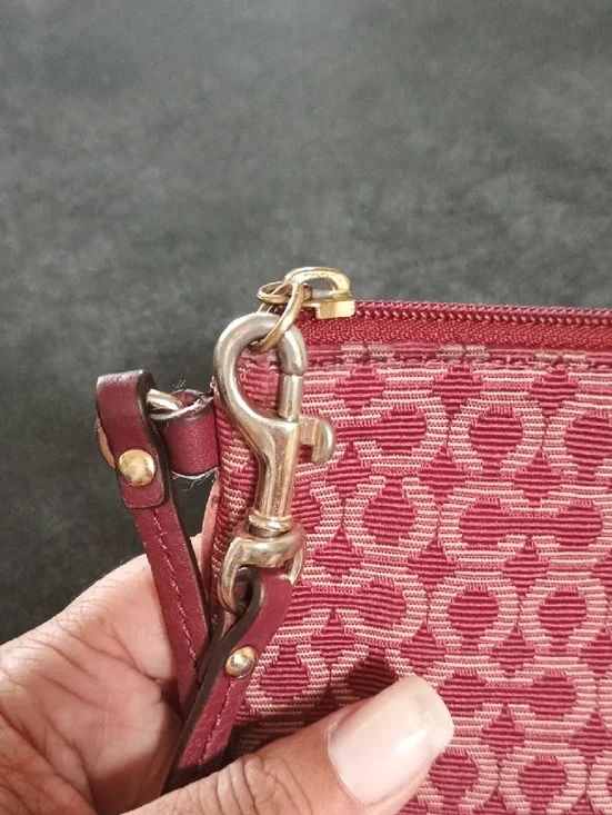 Coach Pink/Red Signature Wristlet - Picture 8 of 10